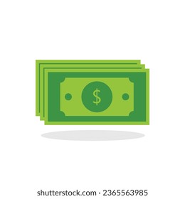 money dollar vector, flat dollar vector on white.