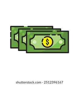 Diseño plano del icono del logotipo del Vector del dólar del dinero