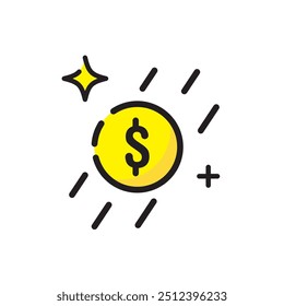Diseño plano del icono del logotipo del Vector del dólar del dinero