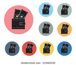 Money Dollar and Wallet Icon Symbol Vector