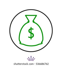 money, dollars, bag, icon, vector illustration EPS 10