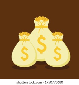 Money. Dollars banknotes. Cash money. Flat style Vector illustration.  Money saving and money bag cartoon icon design