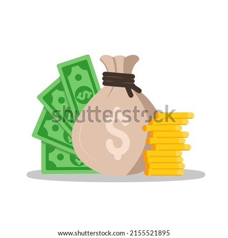 Money. Dollars banknotes. Cash money. Flat style Vector illustration.