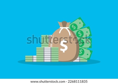 Money. Dollars banknotes. Cash money. Flat style Vector illustration
