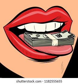 money dollars female tongue