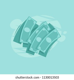 A lot of money, dollars. Flat design vector illustration.