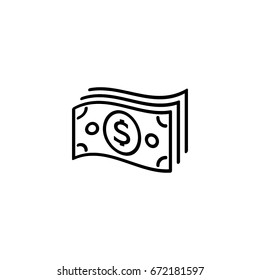 Money dollars icon, linear sign vector illustration