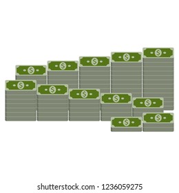 Money dollars icon. Vector of dollars banknotes, bundle of money. Stack of dollar bills.