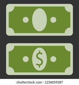 Money dollars icon. Vector illustration of dollars banknotes, money. Dollar bills.