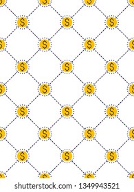 Money dollars seamless background, backdrop for financial business website or economical theme ads and information, vector wallpaper or web site background.
