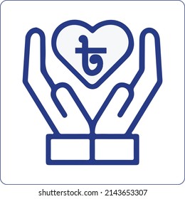 Money Donation or Charity Icon With BDT Bangladeshi Taka