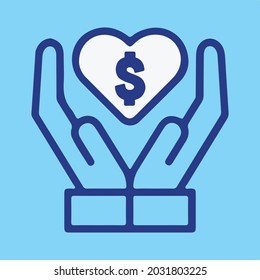 Money Donation or Charity Icon With US Dollar. Can be used for Web, Mobile, Infographic and Print. EPS 10 Vector illustration.