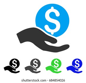 Money Donation flat vector pictograph. Colored money donation gray, black, blue, green pictogram versions. Flat icon style for application design.