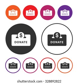Money donation icon. Charity icon. Vector Illustration. EPS10