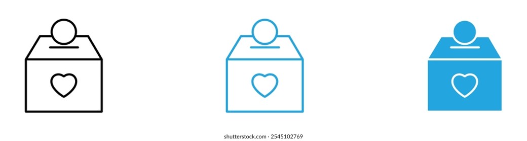 Conjunto de iconos de donación de dinero Ilustración vectorial en negro