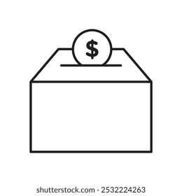 Money donation icon. simple thin line icon.