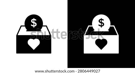 Money donation icon thin line pictograms group.