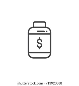 Money donation icon vector, filled flat sign, solid pictogram isolated on white. Charity symbol, logo illustration