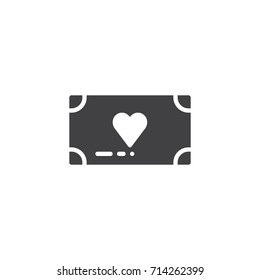 Money donation icon vector, filled flat sign, solid pictogram isolated on white. Charity symbol, logo illustration