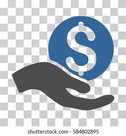Money Donation icon. Vector illustration style is flat iconic bicolor symbol, cobalt and gray colors, transparent background. Designed for web and software interfaces.