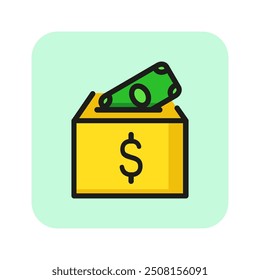 Money donation line icon. Box, fundraiser, finance. Charity concept. Can be used for topics like help, contribution, savings