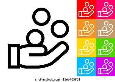 Money Donation. Loyalty Program. Line Icon With Different Color Background.