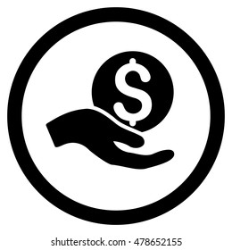 Money Donation rounded icon. Vector illustration style is flat iconic symbol, black color, white background.