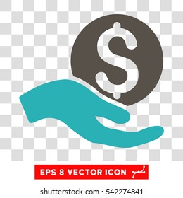 Money Donation vector icon. Image style is a flat grey and cyan icon symbol.