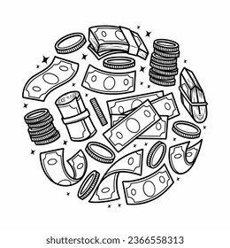 Money Doodle Element Hand Drawn Vector