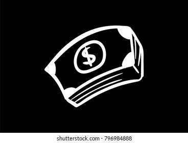 money doodle icon flat black