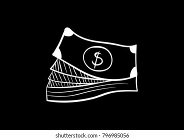 money doodle icon flat black