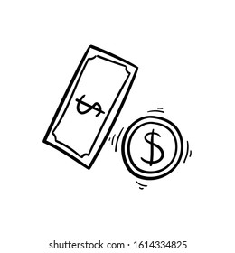 money doodle icon vector hand drawing 