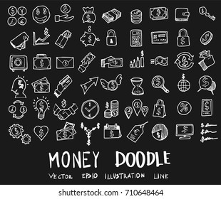 Money doodles sketch vector ink on chalkboard