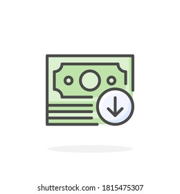 Icono de Dinero abajo en el estilo de esquema relleno. Para tu diseño, logotipo. Ilustración vectorial.