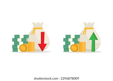 Money up and down, money profit and loss vector illustration design svg