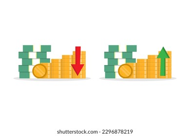 Money up and down, money profit and loss vector illustration design