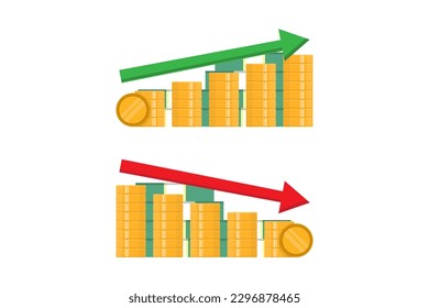 Money up and down, money profit and loss vector illustration design