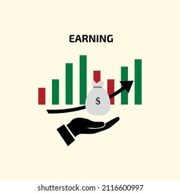  money earning graph Vector illustration.