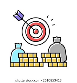 money earning target color icon vector. money earning target sign. isolated symbol illustration