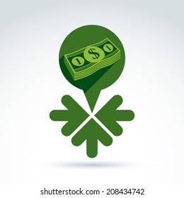 Money earning theme icon with dollar and 3 arrows, vector conceptual unusual symbol for your design.