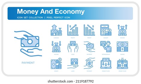 Money And Economy Icons Set. UI Pixel Perfect Well-crafted Vector Thin Line Icons. The illustrations are a vector.