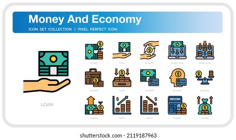 Money And Economy Icons Set. UI Pixel Perfect Well-crafted Vector Thin Line Icons. The illustrations are a vector.
