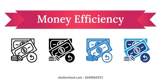 Money Efficiency Multi Style Icon - Cash, coin, and refresh arrow emphasizing financial efficiency, cash flow control, and cost saving