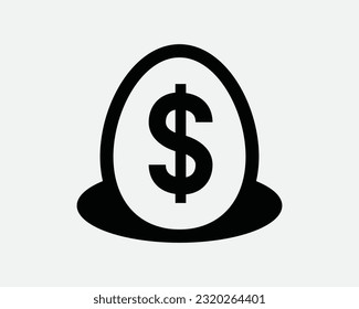 Money Egg Icon. Saving Nest Retirement Investment Save Savings Fund Finance Wealth Pension Black White Sign Symbol Artwork Graphic Clipart EPS Vector