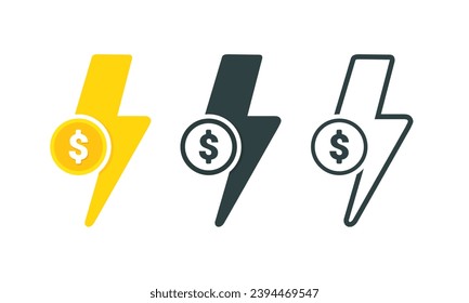 Money with electricity icon. Illustration vector