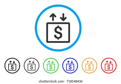 Money Elevator rounded icon. Style is a flat money elevator gray symbol inside light blue circle with black, gray, green, blue, red, orange variants. Vector designed for web and software interfaces.