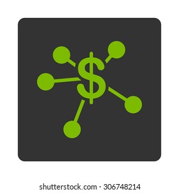 Money Emission vector icon. This flat rounded square button uses eco green and gray colors and isolated on a white background.
