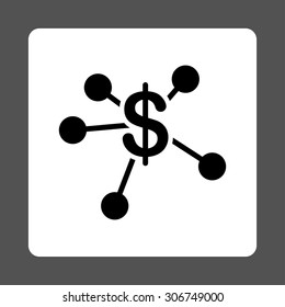 Money Emission vector icon. This flat rounded square button uses black and white colors and isolated on a gray background.