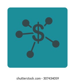 Money Emission vector icon. This flat rounded square button uses soft blue colors and isolated on a white background.