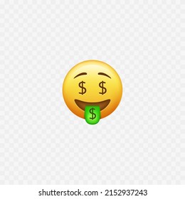 Money Emoji. Dollar Sign. Face With Money Symbol. Vector